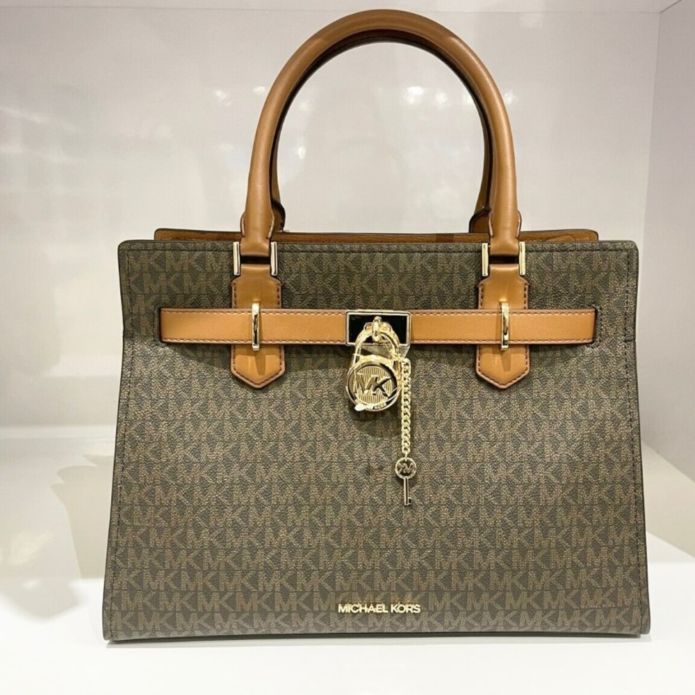 MICHAEL KORS HAMILTON MEDIUM SATCHEL SHOULDER BAG BROWN NWT